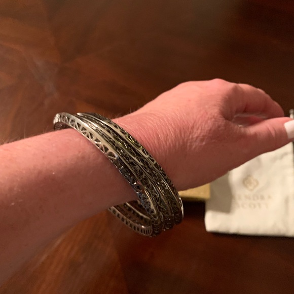 Kendra Scott Silver Bangle Bracelets Set of 3 - Picture 5 of 8